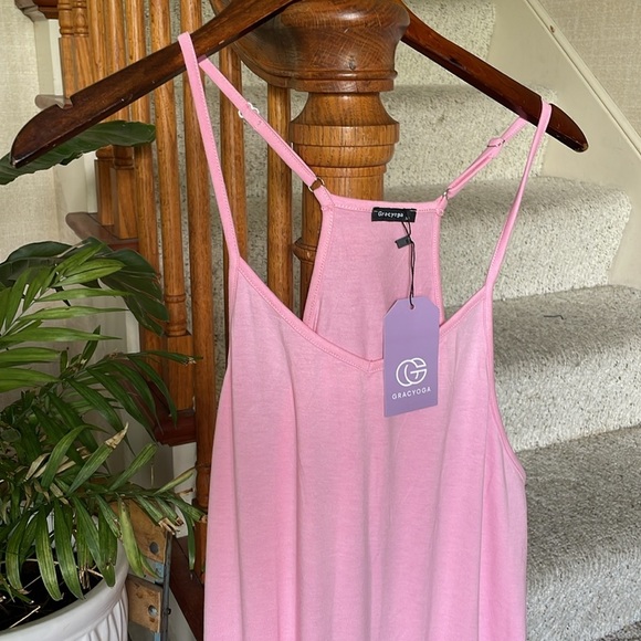 NWT Gracyoga Pink Boho Slouchy Romper Medium - Picture 2 of 9
